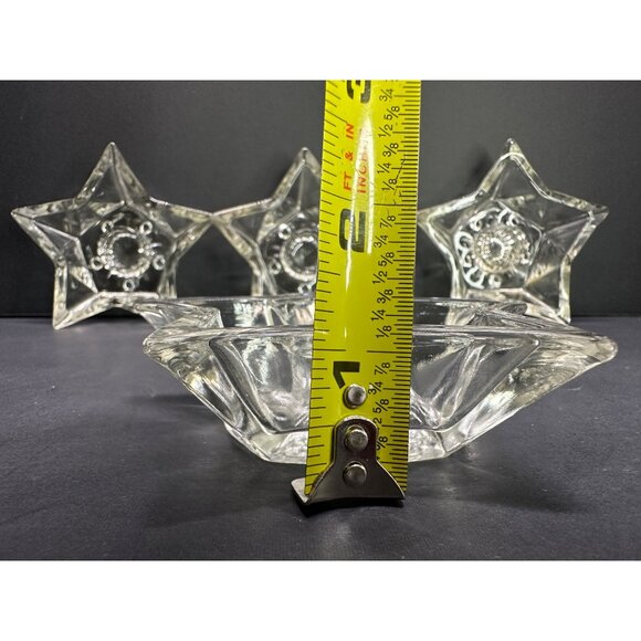 Vintage Hazel Atlas Clear Glass Five Point Star Taper Candle Holders - Set of 4 - Picture 7 of 9
